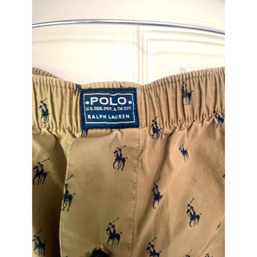 Polo Ralph Lauren Men's Cotton Pajama Pants L Beige Logo Drawstring